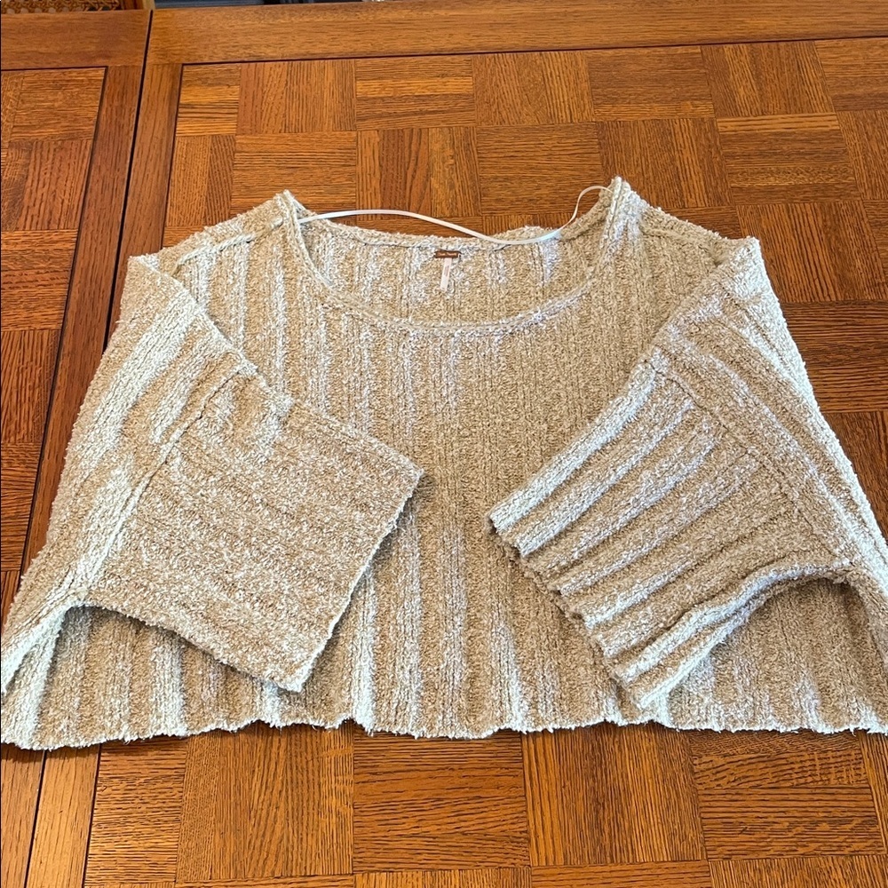Free People Good Day Cream/ Sage Textured Women's Sweater M - Picture 5 of 11